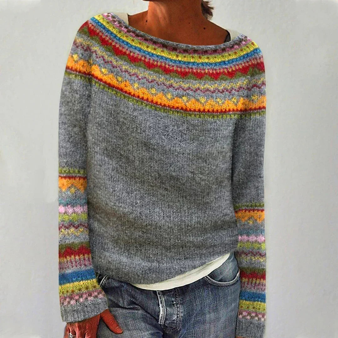Aleksandra | Sweter z dzianiny w stylu retro skandynawskim