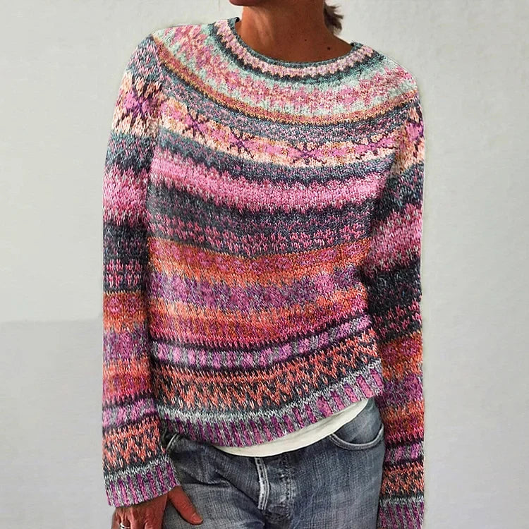 Kinga | Sweter z dzianiny w stylu retro skandynawskim