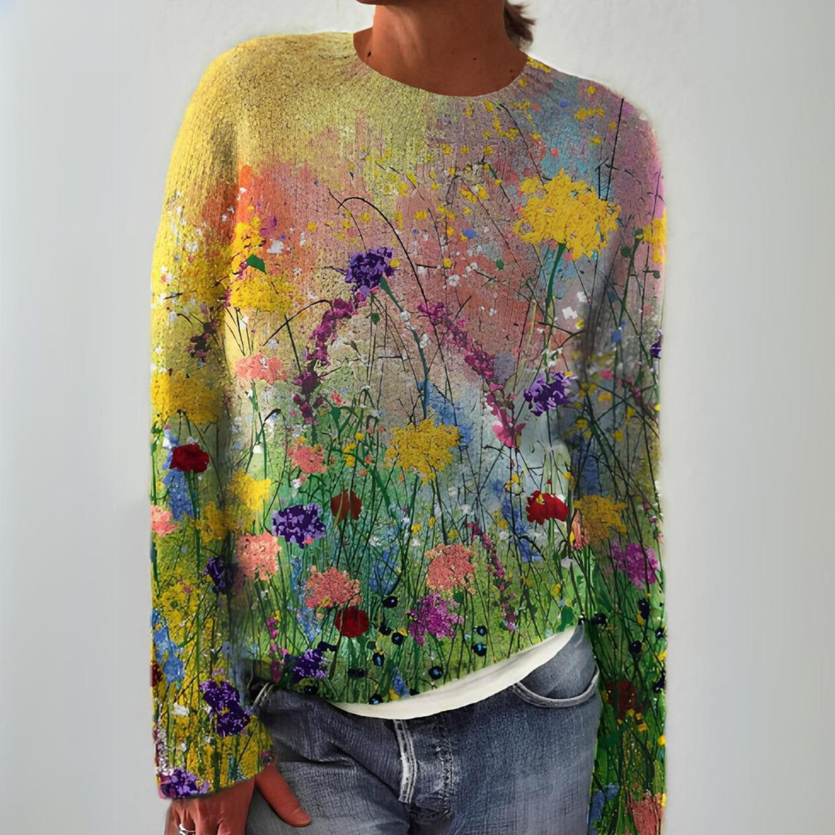 Weronika | Sweter z dzianiny w stylu retro skandynawskim