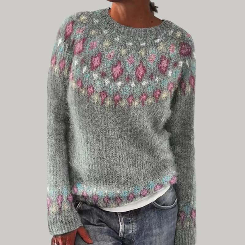 Maja | Sweter z dzianiny w stylu retro skandynawskim