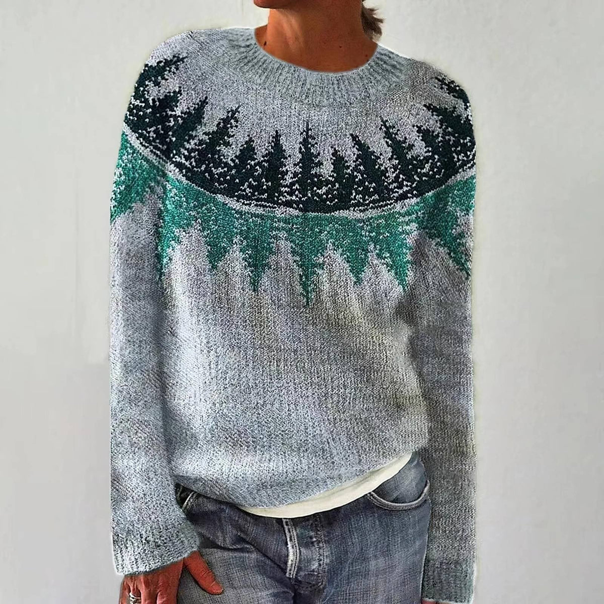Zuzanna | Sweter z dzianiny w stylu retro skandynawskim