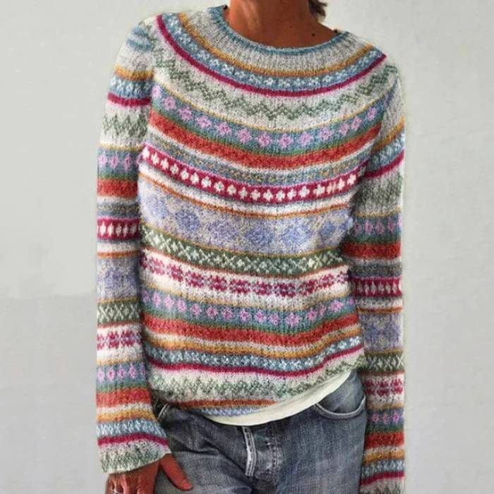Wiktoria | Sweter z dzianiny w stylu retro skandynawskim