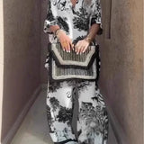 Artystyczny komplet monochrome z szerokimi spodniami