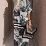 Artystyczny komplet monochrome z szerokimi spodniami