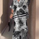 Artystyczny komplet monochrome z szerokimi spodniami