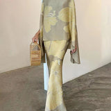 Komplet elegancki z kimonową górą i spódnicą maxi