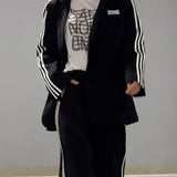 Komplet Urban Stripe z Marynarką i Szerokimi Spodniami