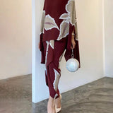 Komplet elegancki z kimonową górą i spódnicą maxi