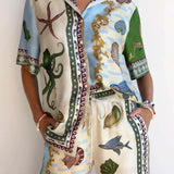 Komplet Deep Ocean z koszulą i szerokimi spodniami