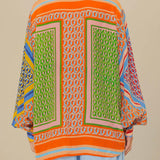 Koszula oversize z artystycznym printem i rękawem lantern