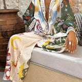 Kremowy Komplet z Artystycznym Nadrukiem