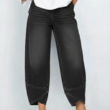 Damskie jeansy z nadrukiem krzyżowym