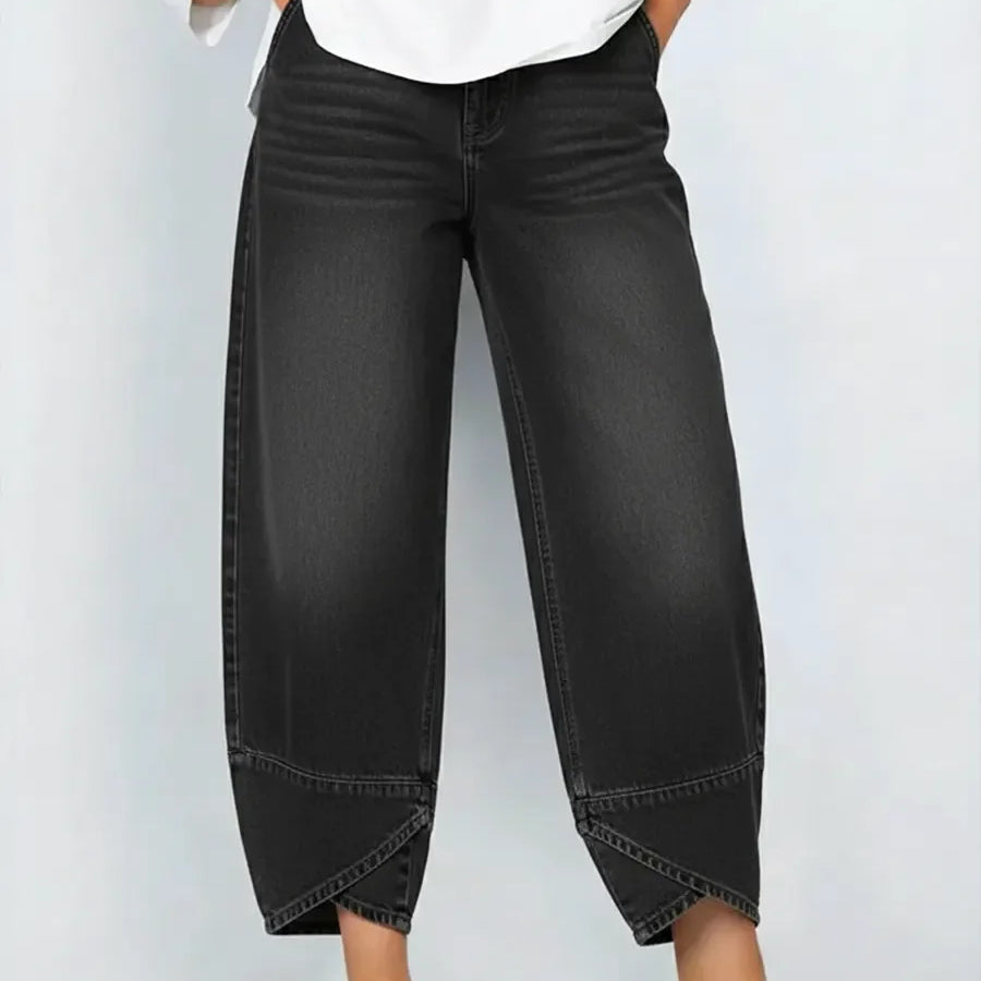 Damskie jeansy z nadrukiem krzyżowym