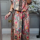 Komplet Boho Oriental z Koszulą i Szerokimi Spodniami