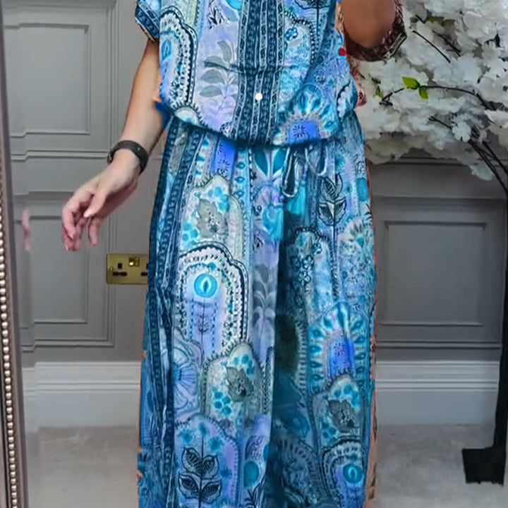 Komplet Boho Oriental z Koszulą i Szerokimi Spodniami