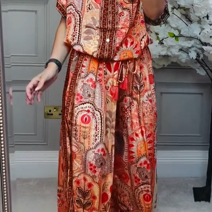 Komplet Boho Oriental z Koszulą i Szerokimi Spodniami