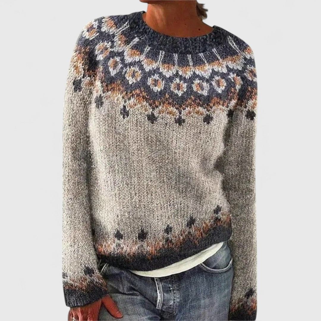 Antonina | Sweter z dzianiny w stylu retro skandynawskim