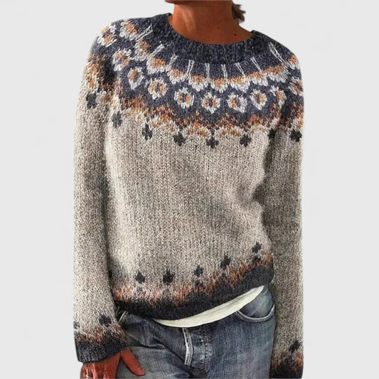 Antonina | Sweter z dzianiny w stylu retro skandynawskim