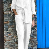 Casualowy komplet z koszulą i luźnymi spodniami