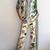 Komplet Deep Ocean z koszulą i szerokimi spodniami