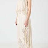 Elegancki komplet maxi z koronką i rozcięciem