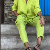 Casualowy komplet z koszulą i luźnymi spodniami