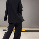 Komplet Urban Stripe z Marynarką i Szerokimi Spodniami