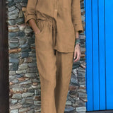 Casualowy komplet z koszulą i luźnymi spodniami