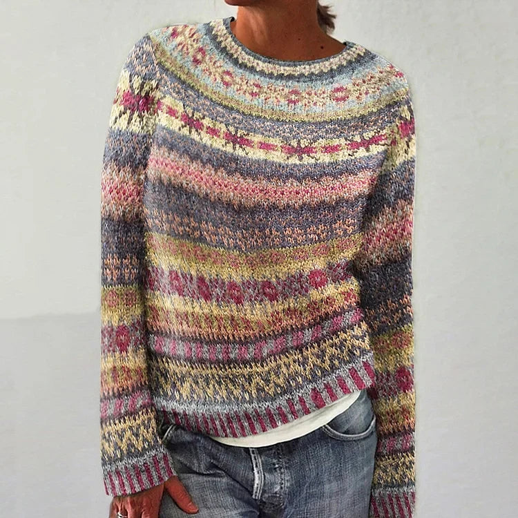 Joanna | Sweter z dzianiny w stylu retro skandynawskim