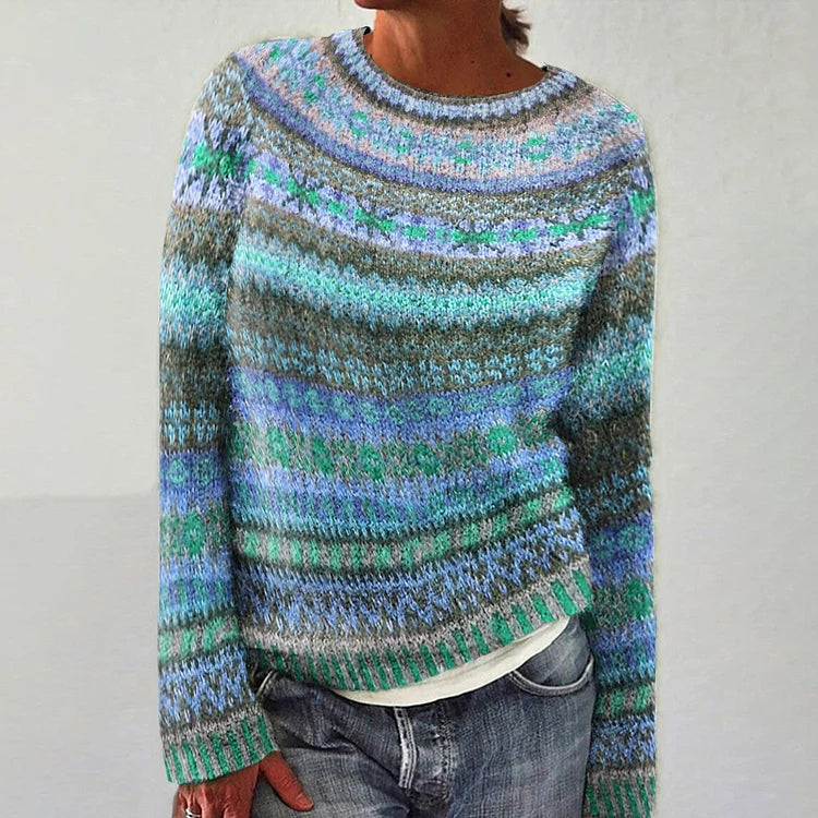 Gabriela | Sweter z dzianiny w stylu retro skandynawskim
