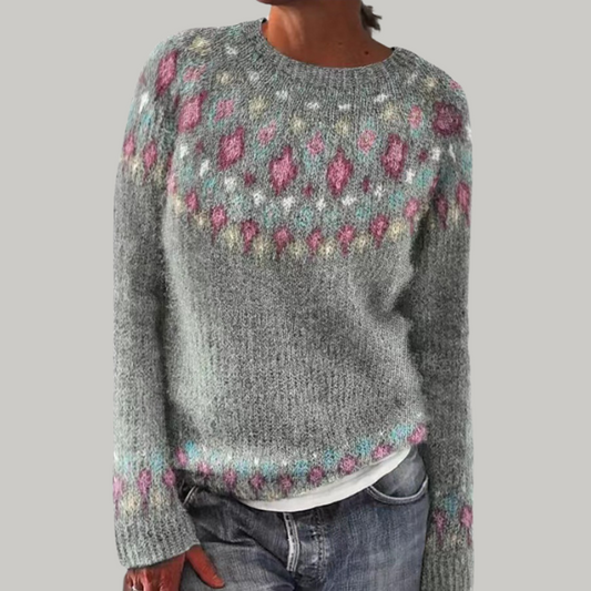 Maja | Sweter z dzianiny w stylu retro skandynawskim