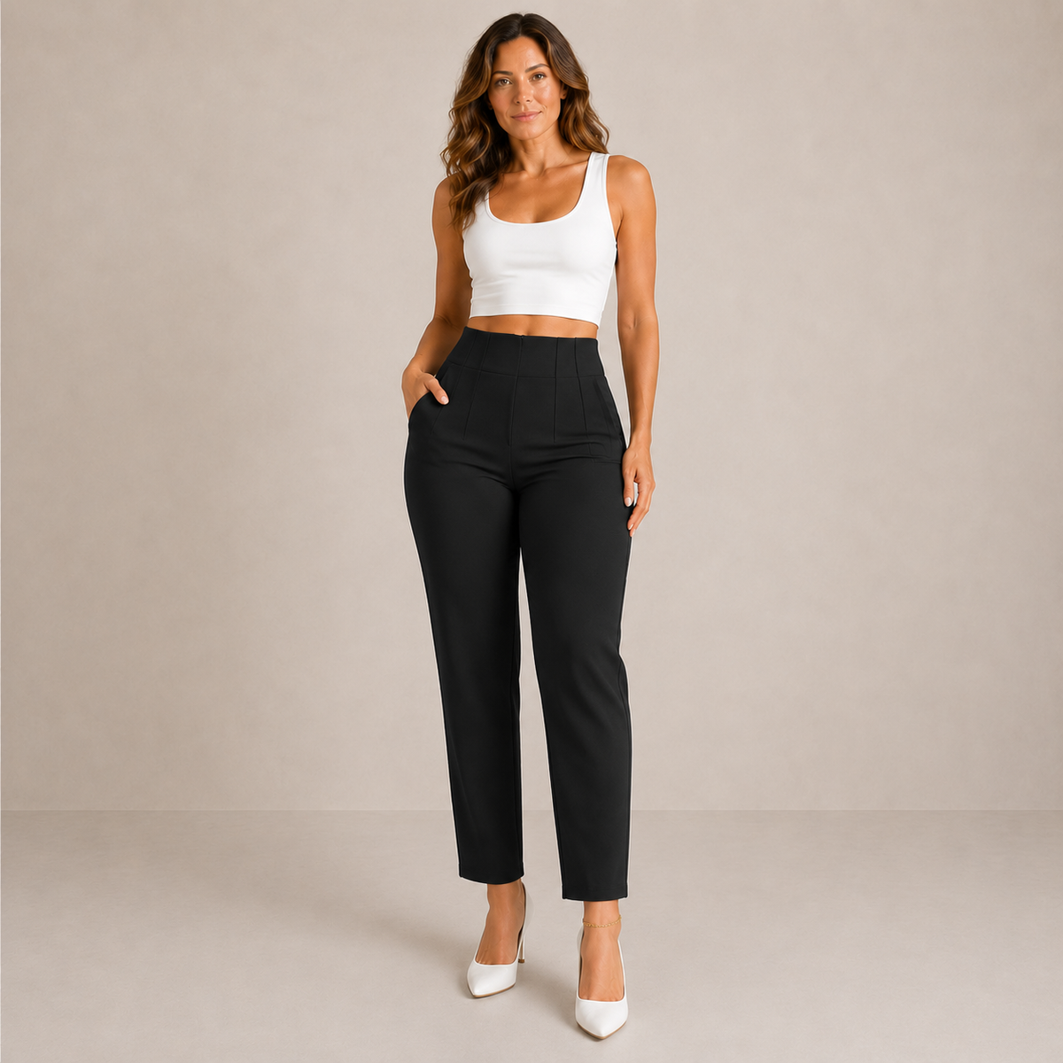 Ilza | Spodnie Slim Fit z wysokim stanem
