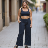 Spodnie z wysokim stanem i szerokimi nogawkami