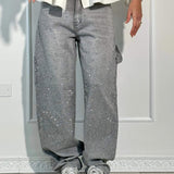 Lśniące jeansy Carpenter z cekinami