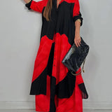 Komplet oversize z kontrastowym wzorem i szerokimi spodniami