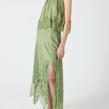 Elegancki komplet maxi z koronką i rozcięciem