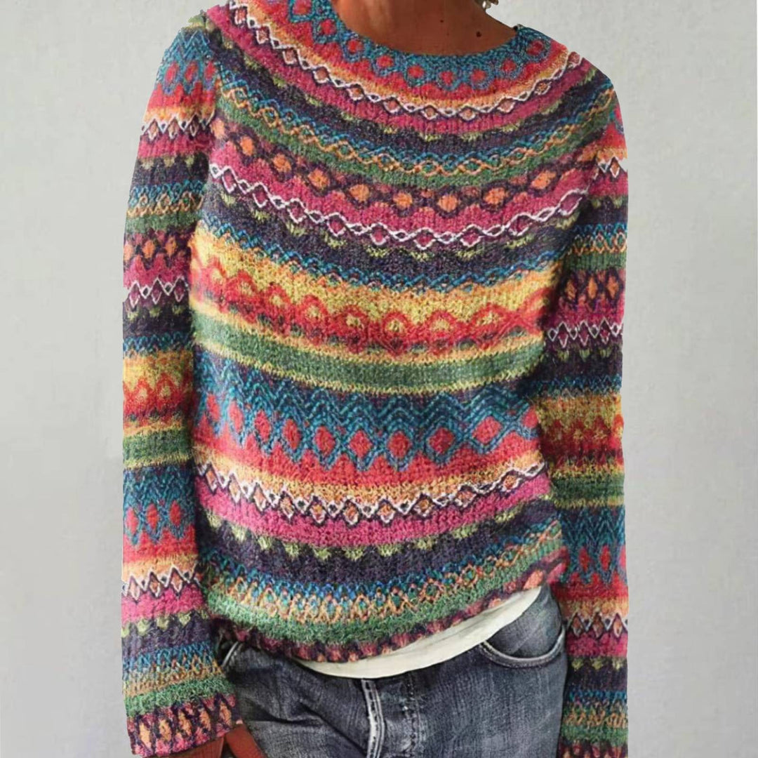 Klaudia | Sweter z dzianiny w stylu retro skandynawskim