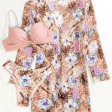 Tropikalny zestaw bikini 3-częściowy z modelującym dołem i spódniczką