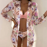 Tropikalny zestaw bikini 3-częściowy z modelującym dołem i spódniczką