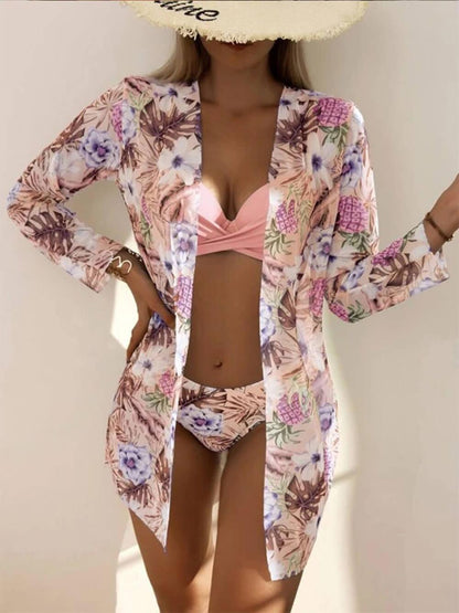 Tropikalny zestaw bikini 3-częściowy z modelującym dołem i spódniczką