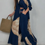 Komplet oversize z kontrastowym wzorem i szerokimi spodniami