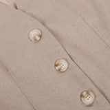 Lniany komplet z kamizelką V-neck i szerokimi spodniami maxi