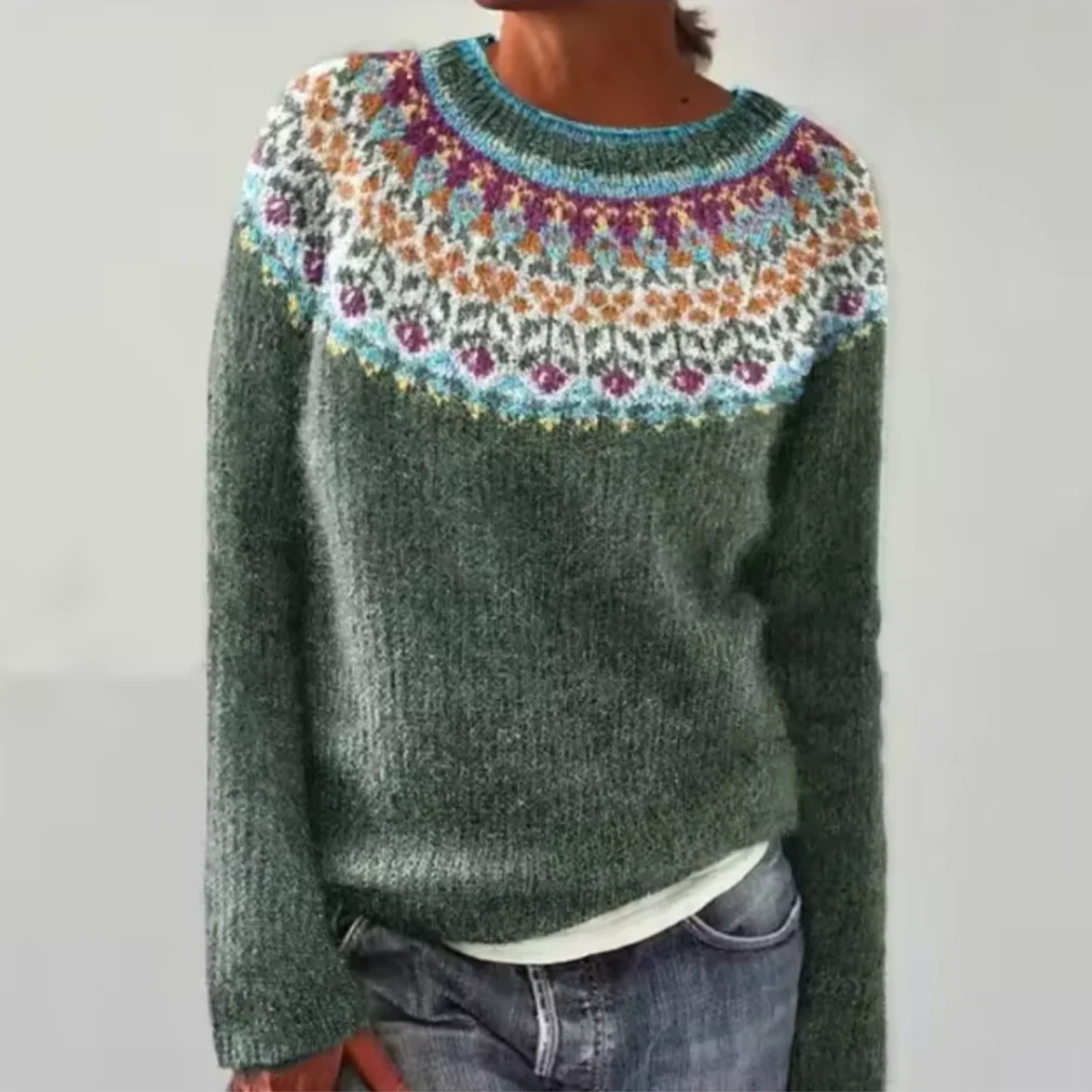 Emilia | Sweter z dzianiny w stylu retro skandynawskim