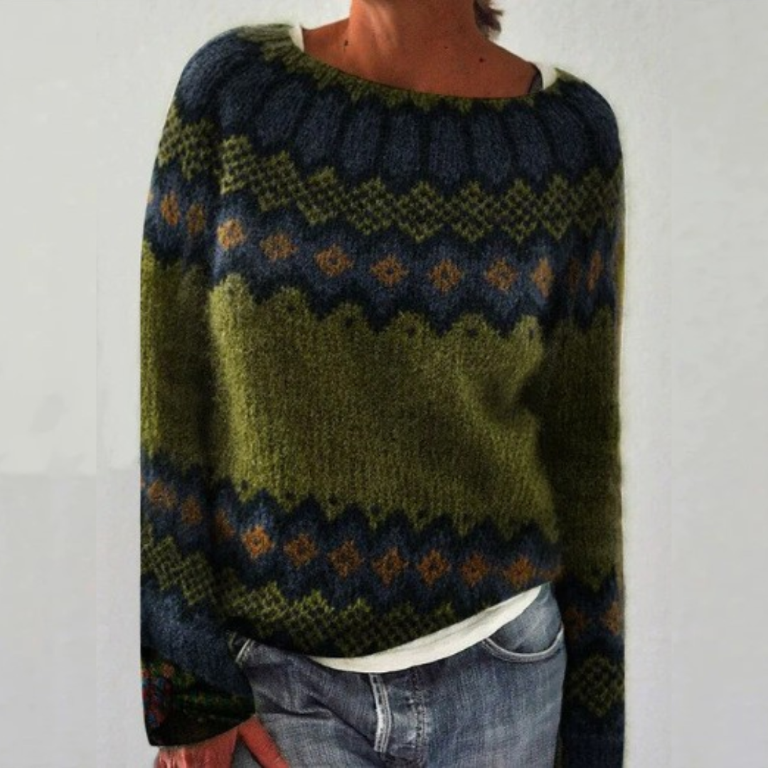 Anna | Sweter z dzianiny w stylu retro skandynawskim