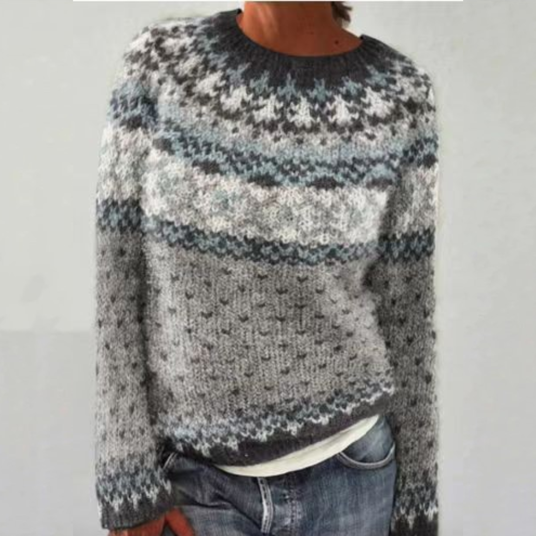 Marta | Sweter z dzianiny w stylu retro skandynawskim