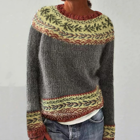 Elżbieta | Sweter z dzianiny w stylu retro skandynawskim