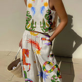 Komplet Cosmic Art z Topem i Szerokimi Spodniami