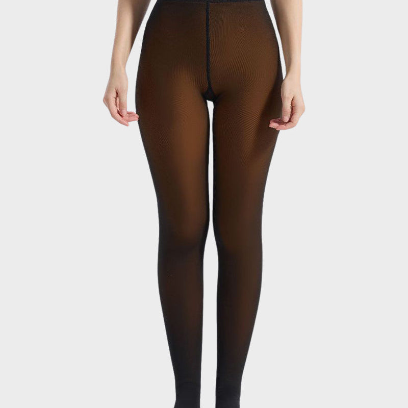 Półprzezroczyste rajstopy z podszewką z polaru