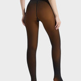 Półprzezroczyste rajstopy z podszewką z polaru