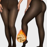 Półprzezroczyste rajstopy z podszewką z polaru